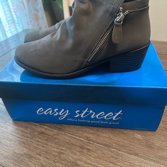 Easy Street Women's Charcoal Ankle Booties - Picture 1 of 5